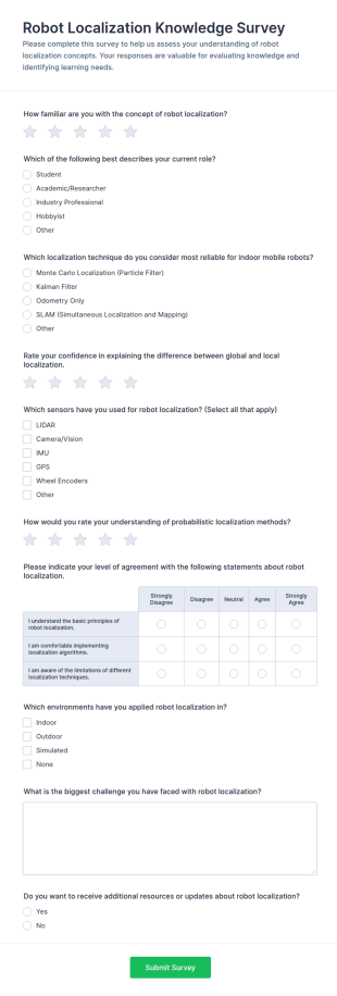 Robot Localization Knowledge Survey Form Template