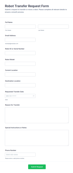 Robot Transfer Request Form Template