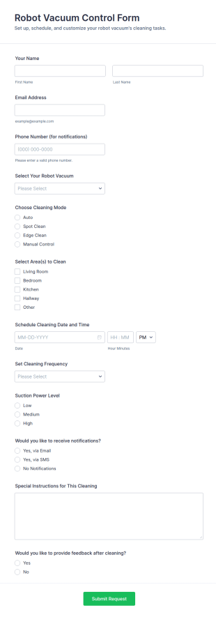 Robot Vacuum Control Form Template