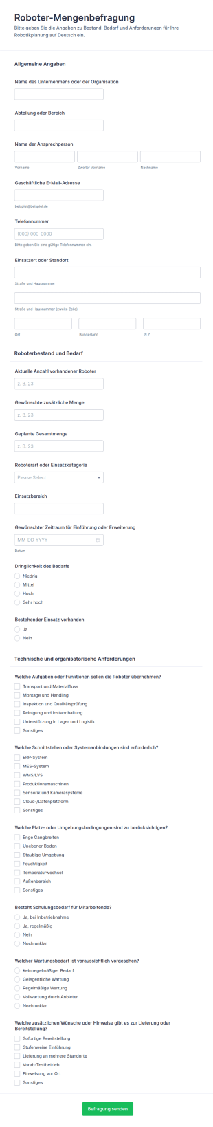 Robotermengen Erhebung Survey