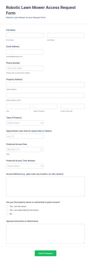 Robotic Lawn Mower Access Request Form Template