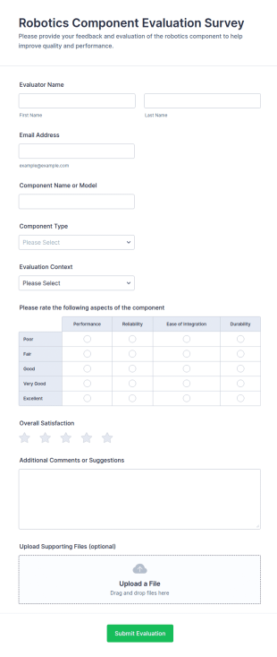 Robotics Component Evaluation Survey Form Template