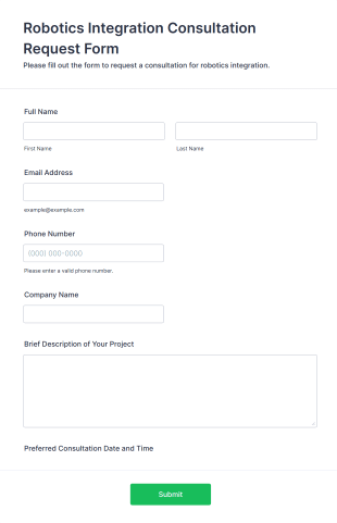 Robotics Integration Consultation Request Form Template