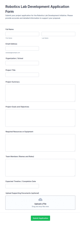 Robotics Lab Development Application Form Template
