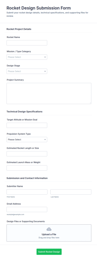 Rocket Design Submission Form Template