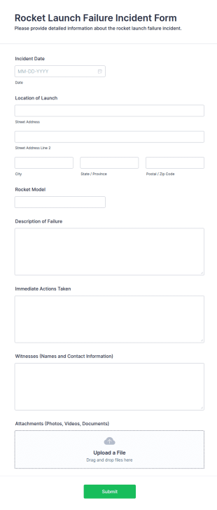 Rocket Launch Failure Incident Form Template