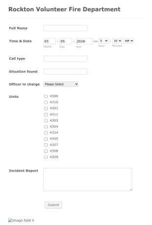 Fire Department Incident Report Form Template