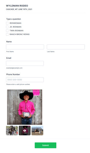 Rodeo Event Entry Form Template