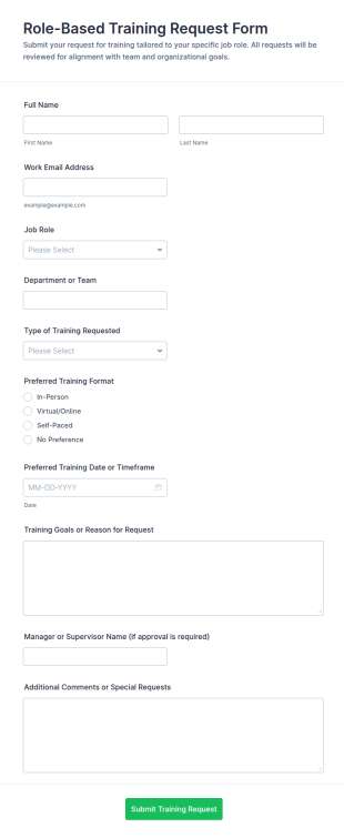 Role Based Training Request Form Template