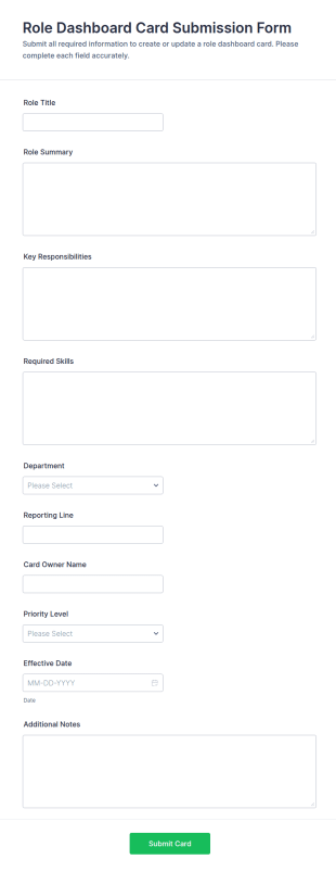 Role Dashboard Card Submission Form Template