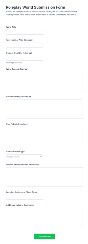 Roleplay World Submission Form Template