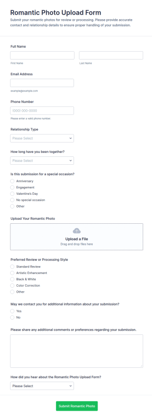 Romantic Photo Upload Form Template