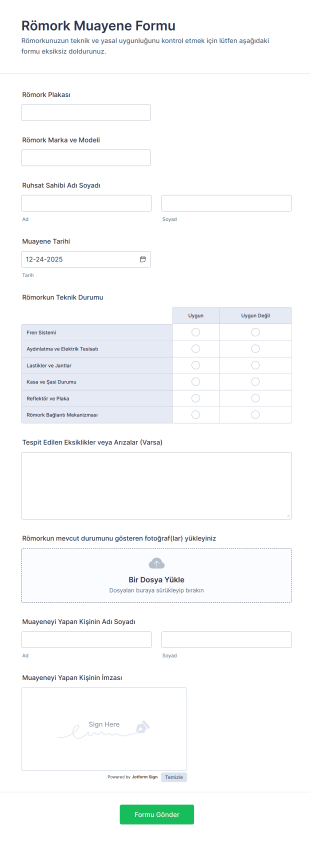 Römork Muayene Form Template