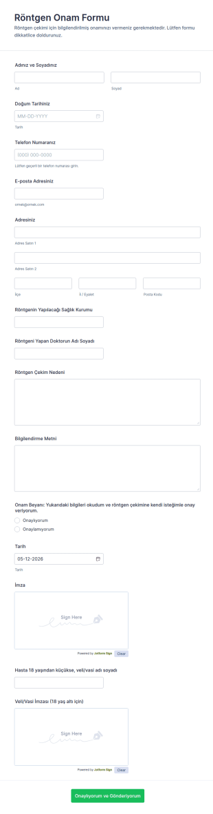 Röntgen Onam Form Şablonu