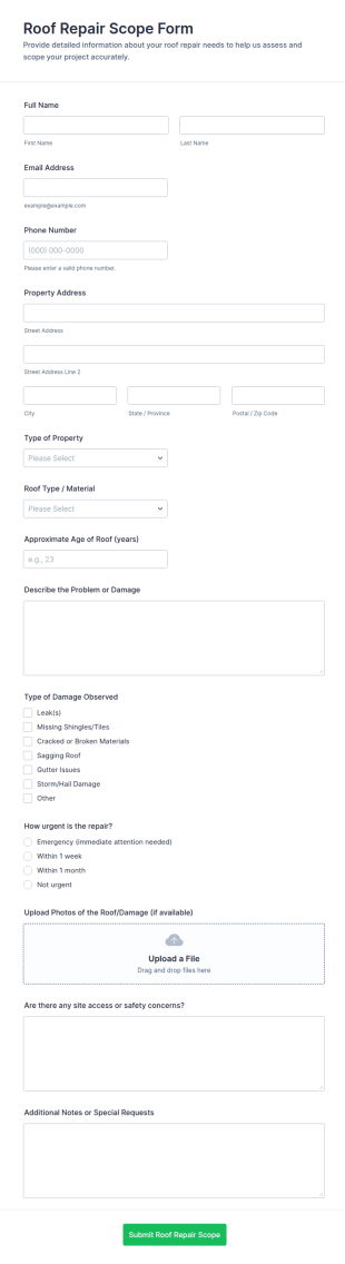 Roof Repair Scope Form Template