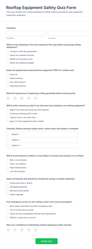 Rooftop Equipment Safety Quiz Form Template