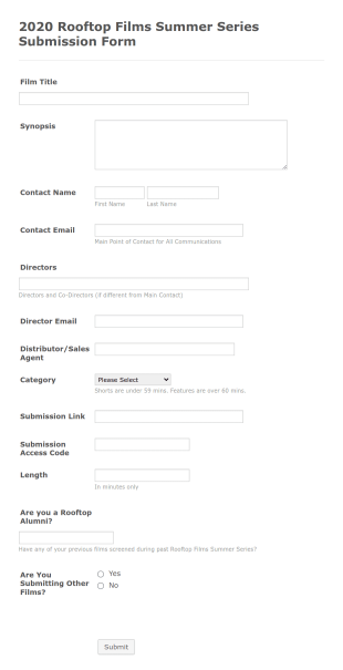 Rooftop Films Submission Form Template