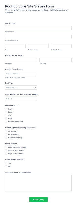 Rooftop Solar Site Survey Form Template