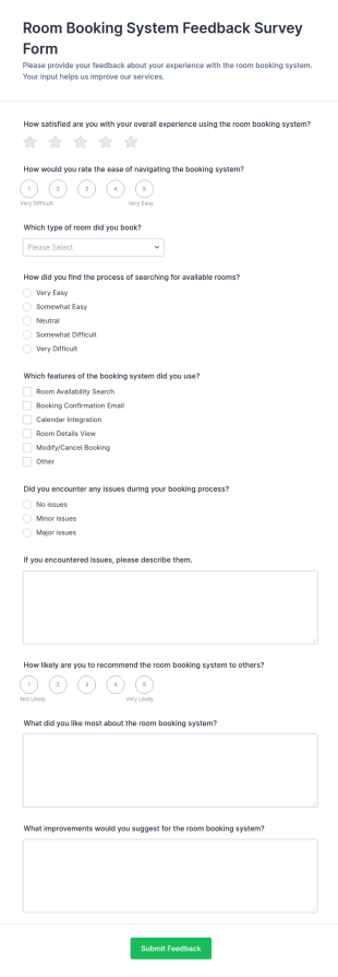 Room Booking System Feedback Survey Form Template