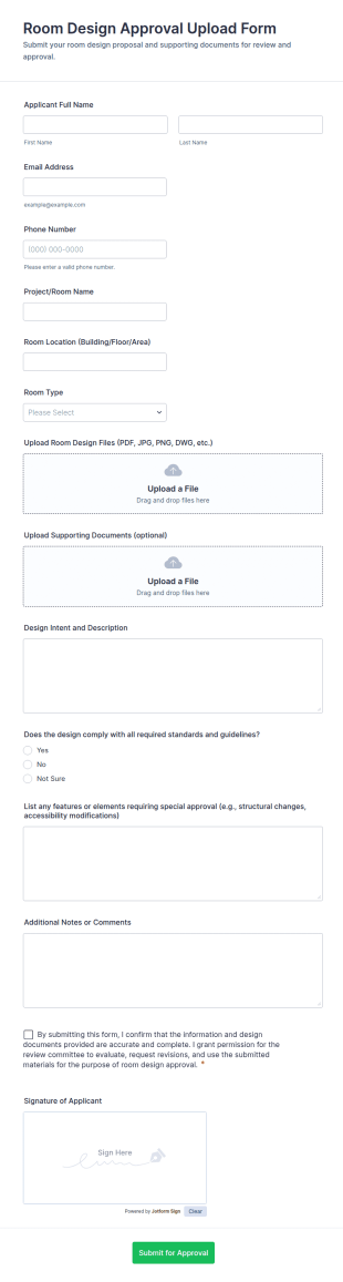 Room Design Approval Upload Form Template