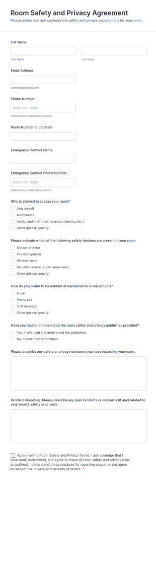 Room Safety And Privacy Agreement Form Template