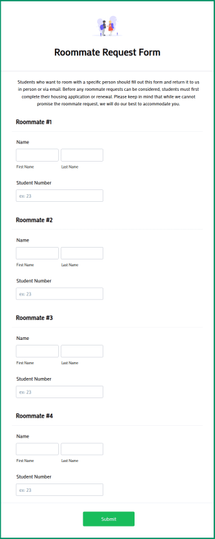 Roommate Request Form Template