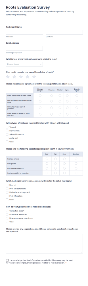 Roots Evaluation Survey Form Template