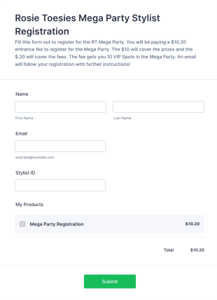 Party Stylist Job Registration Form Template
