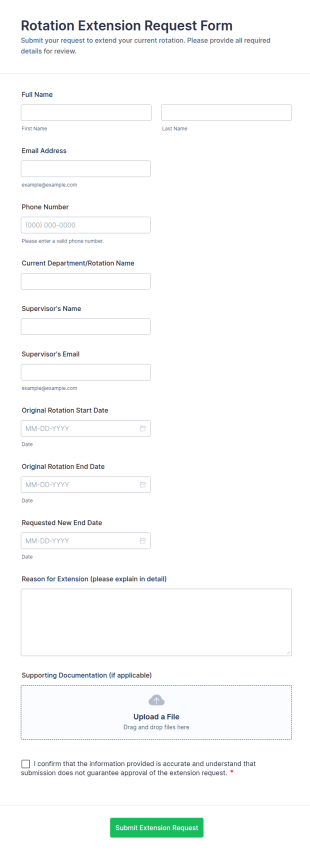 Rotation Extension Request Form Template