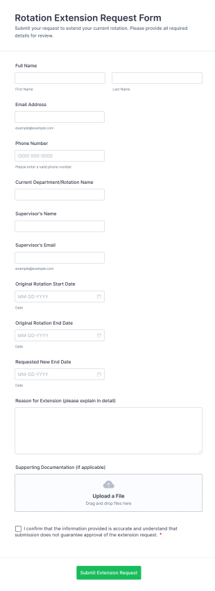 Rotation Extension Request Form Template
