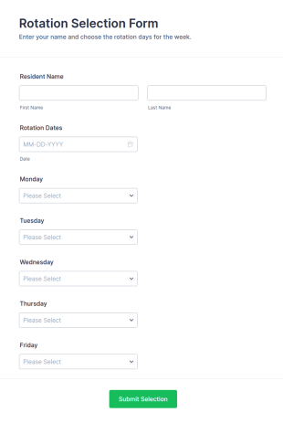 Rotation Selection Form Template