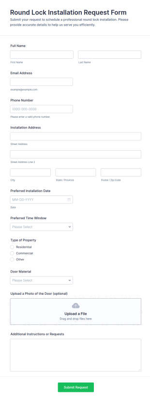 Round Lock Installation Request Form Template