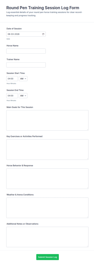 Round Pen Training Session Log Form Template