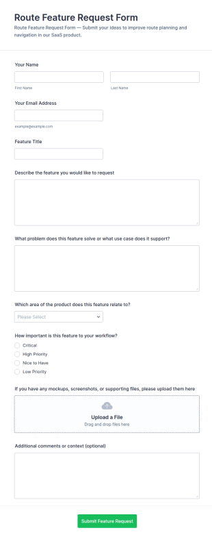 Route Feature Request Form Template