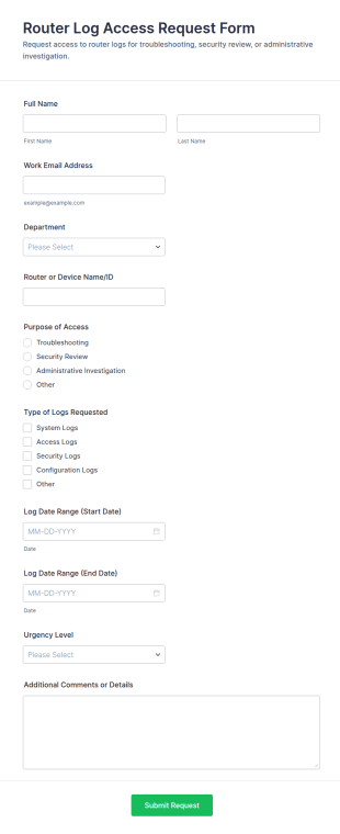 Router Log Access Request Form Template