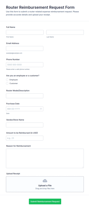 Router Reimbursement Request Form Template
