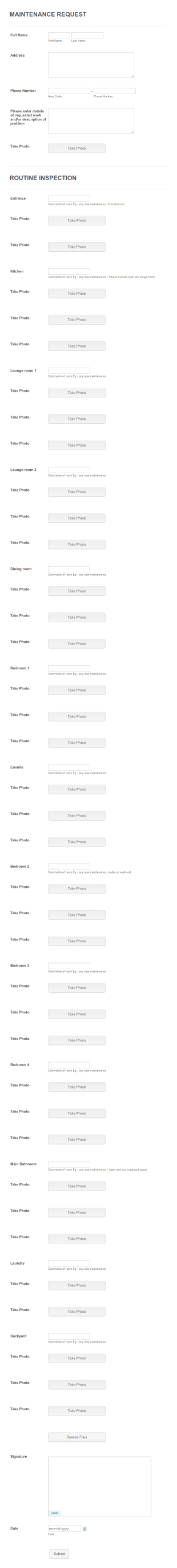 Routine Inspection Property Management AUS Form Template