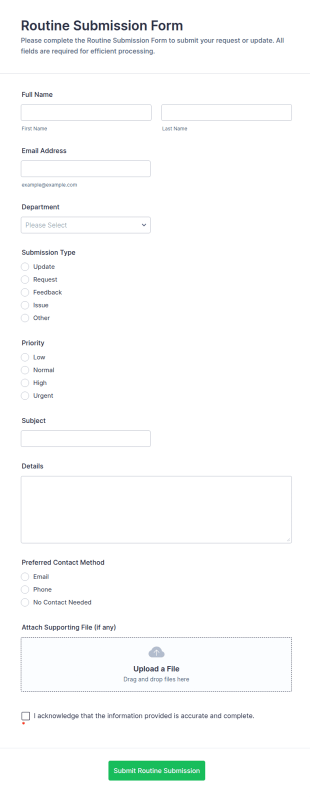 Routine Submission Form Template