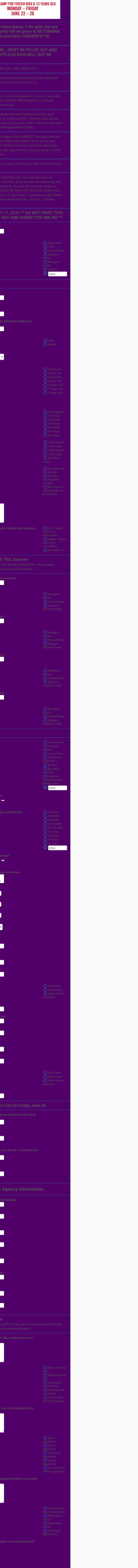 Kids Summer Camp Registration Form Template