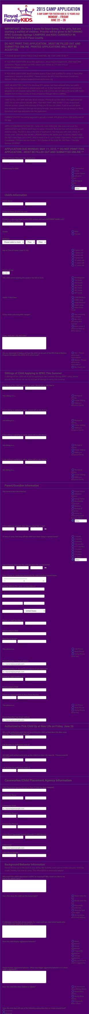 Kids Summer Camp Registration Form Template