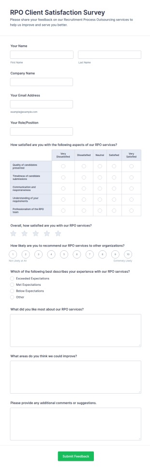 RPO Client Satisfaction Survey Form Template