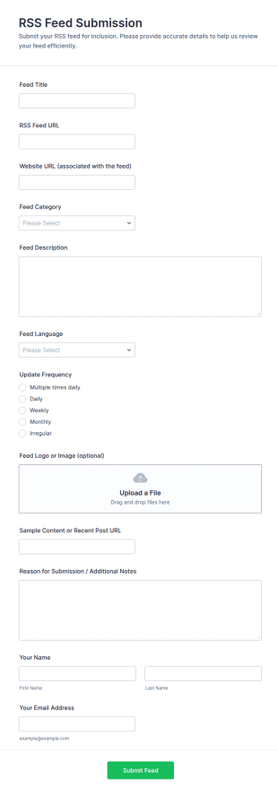 RSS Feed Submission Form Template