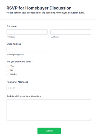 RSVP For Homebuyer Discussion Form Template