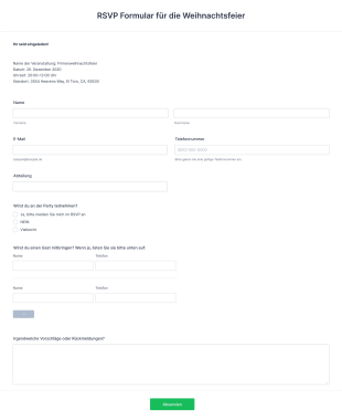 RSVP Formular Für Die Weihnachtsfeier Form Template