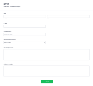 RSVP Lomake Form Template