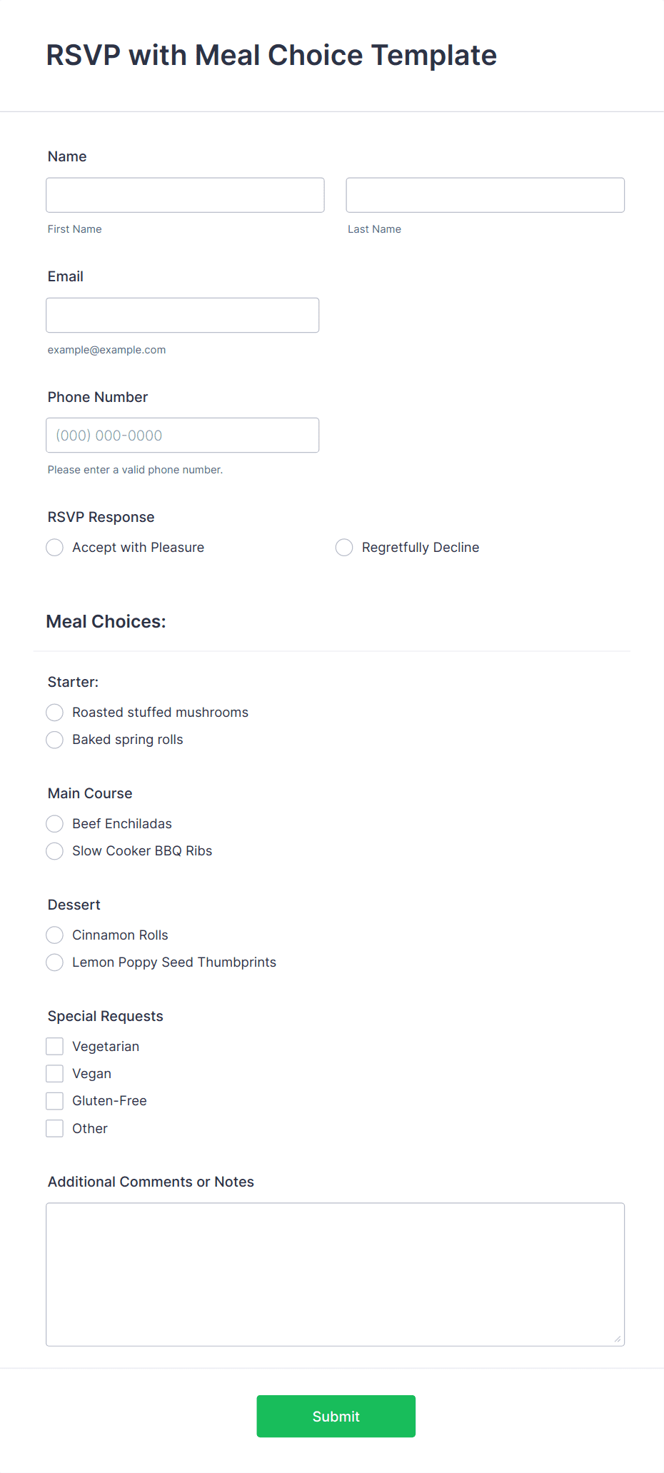 Rsvp with Meal Choice Template Form Template Jotform Rsvp with Meal Choice Template Form Template Jotform