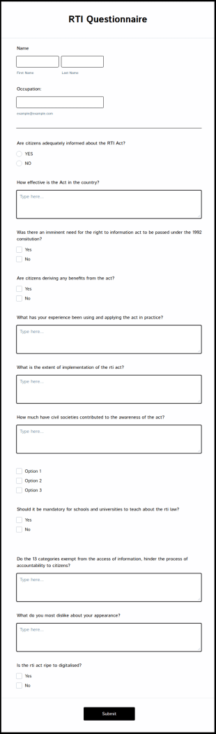 RTI Questionnaire Form Template