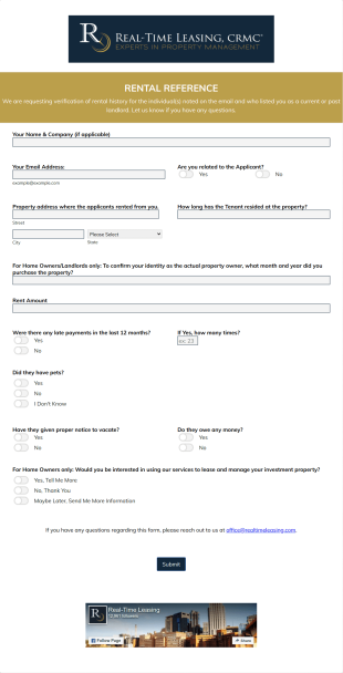 RTL Rental Reference Form Template