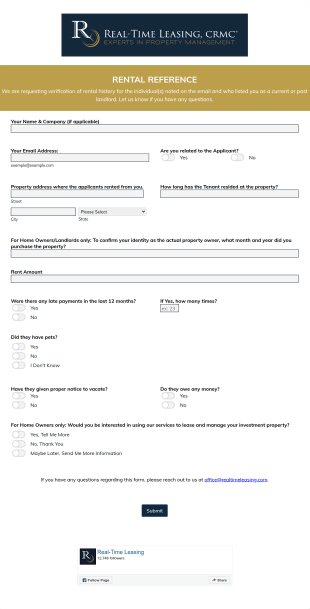 RTL Rental Reference Form Template