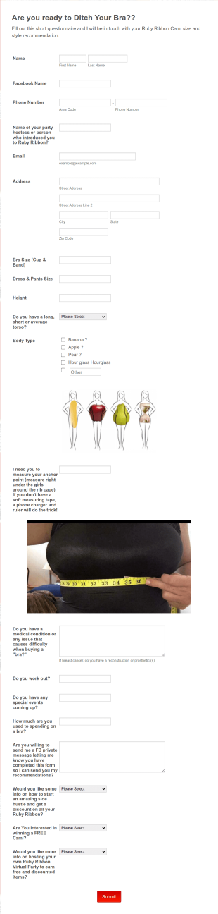 Ruby Ribbon Fit Form Template